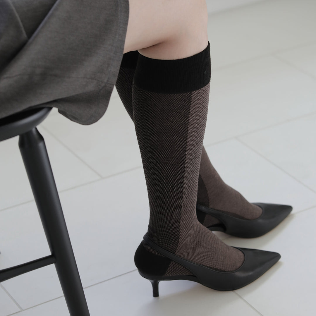 021170125 Tweed Bicolour Wool/Cotton High Socks