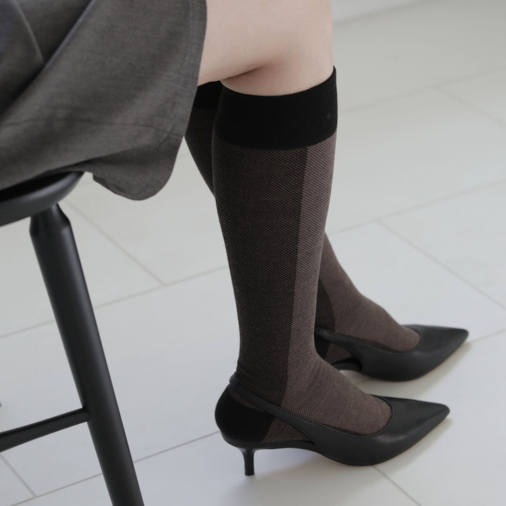 021170125 Tweed Bicolour Wool/Cotton High Socks