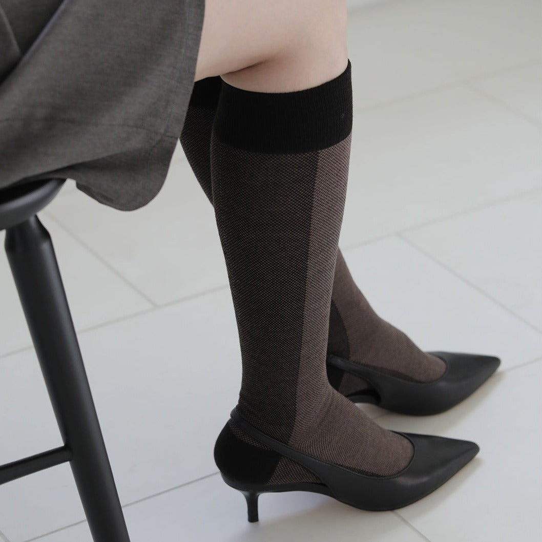 15 Black-Mocha Knee High Socks