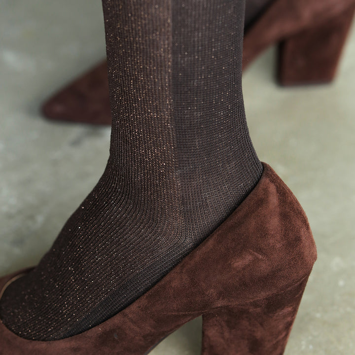 021170202 Sparkly Panel Bicolour Low Crew Socks
