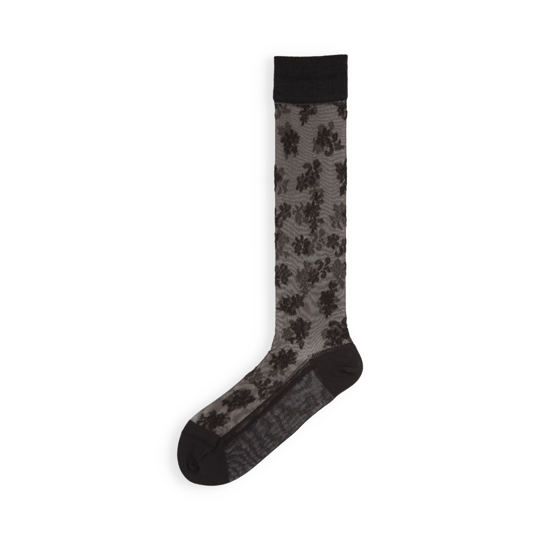 021170205 Semi Sheer Lacy Knee High Socks