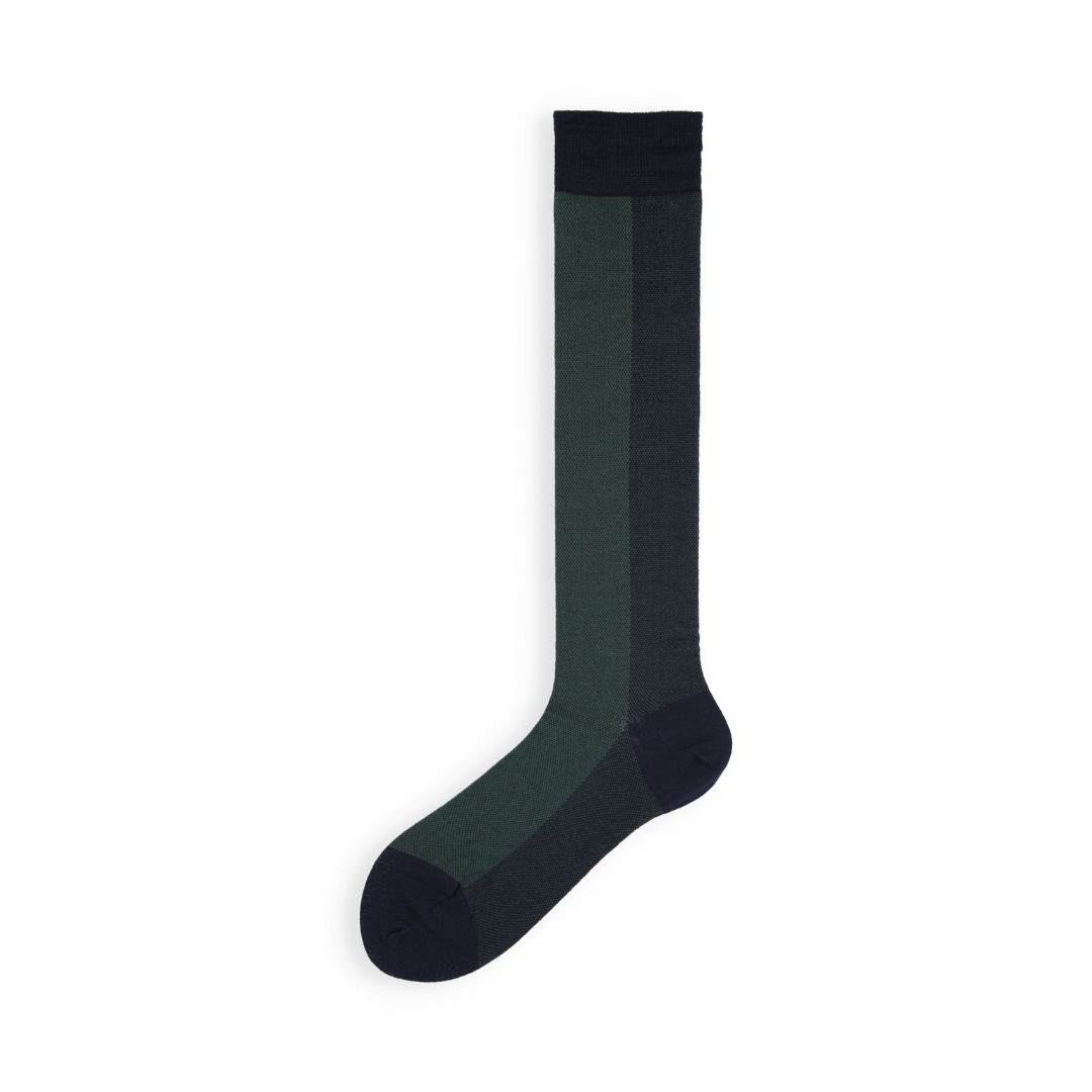021170221 Bicolour Tweed Wool & Cotton High Socks