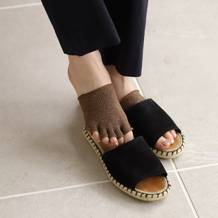 021190078 Linen-Mix Shiny Open Toe Band