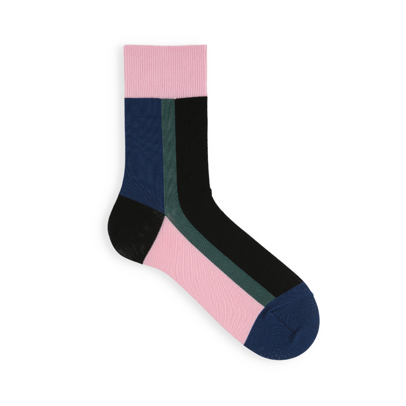 062130225 Vertical Colour Block Short Socks