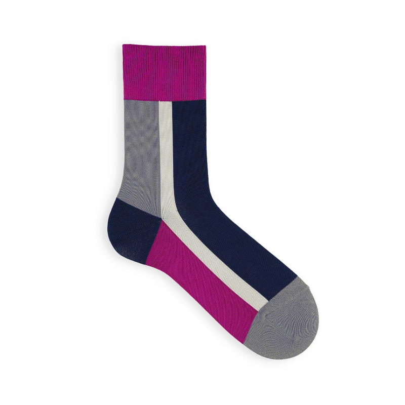 062130225 Vertical Colour Block Short Socks