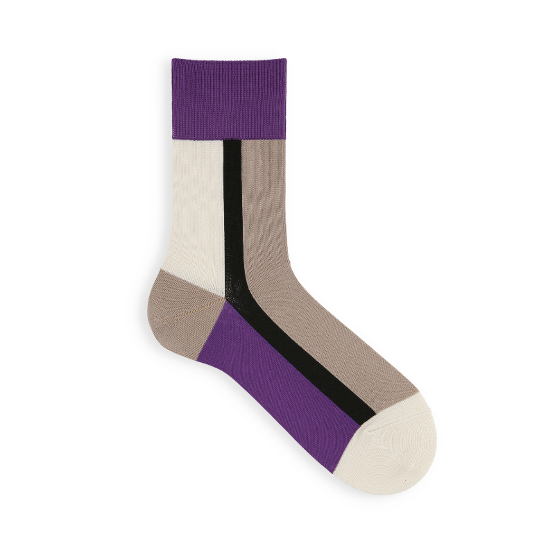 062130225 Vertical Colour Block Short Socks