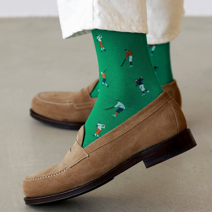 062140115 Golfer Pattern Crew Socks M