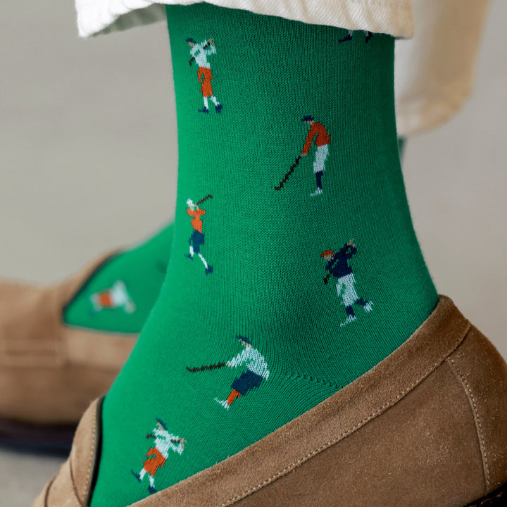 062140115 Golfer Pattern Crew Socks M