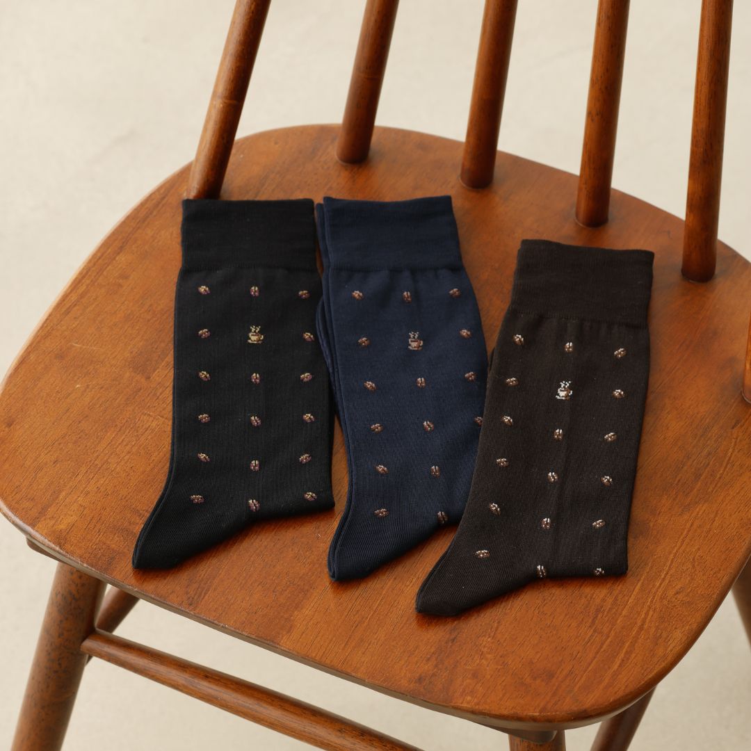 062140519 Cotton/Linen Coffee Beans Pattern Socks