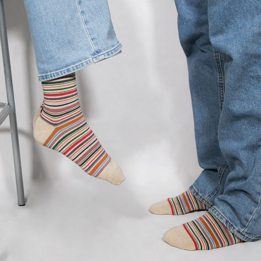 Men Striped Crew Socks