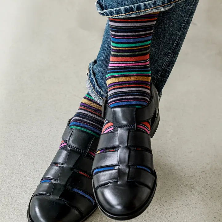 062142031 Multi-Stripe Crew Socks M