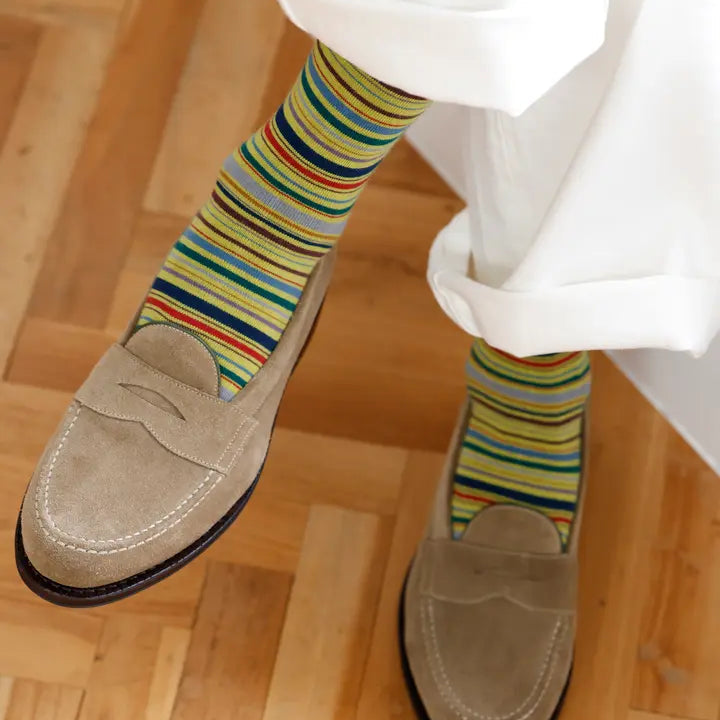 062142031 Multi-Stripe Crew Socks M