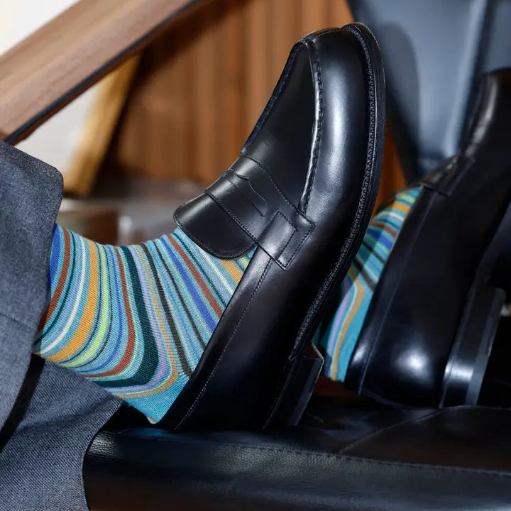 062142031 Multi-Stripe Crew Socks M