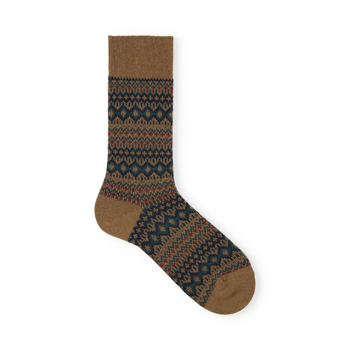 062142126 Wool Jacquard Fair Isle Mid-Calf Socks M