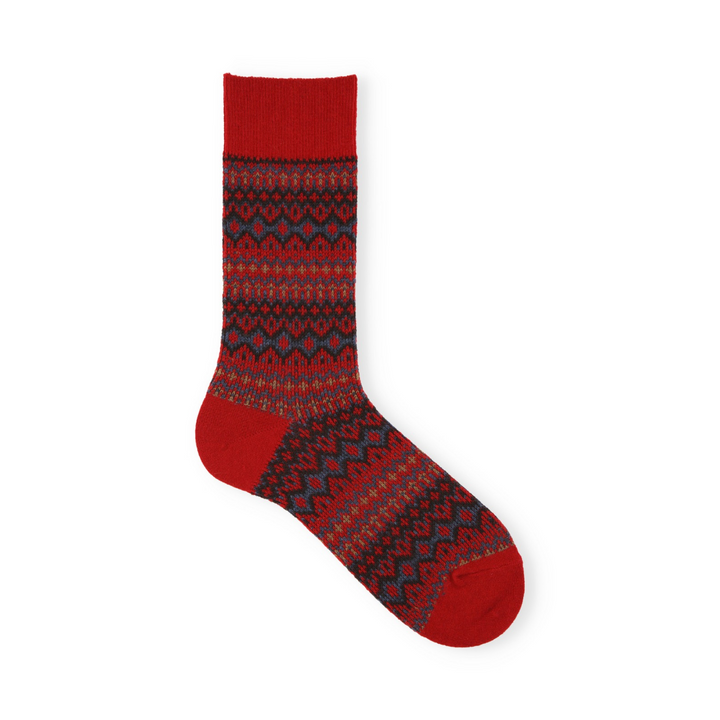 062142126 Wool Jacquard Fair Isle Mid-Calf Socks M