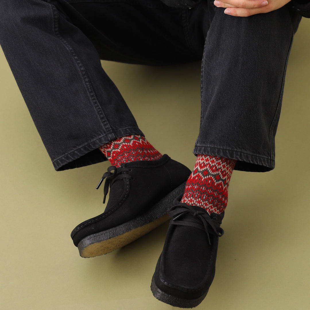 062142126 Wool Jacquard Fair Isle Mid-Calf Socks M