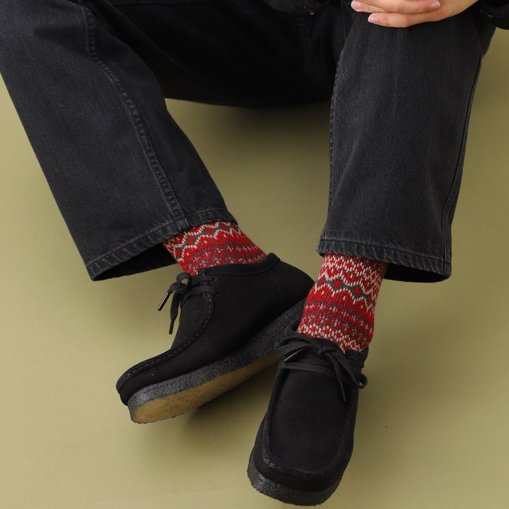 062142126 Wool Jacquard Fair Isle Mid-Calf Socks M