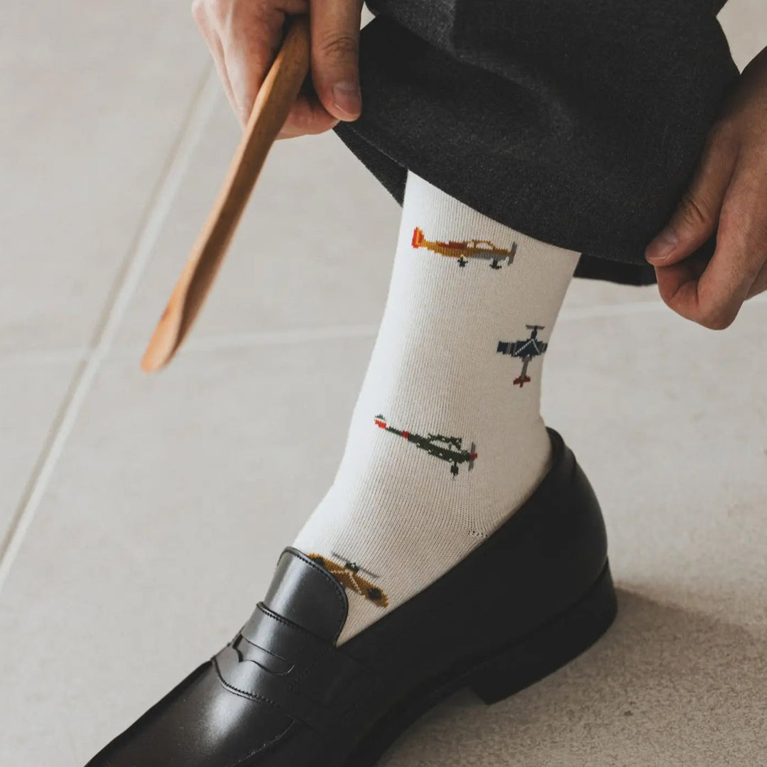 Airplane Patterned Mid Calf Socks