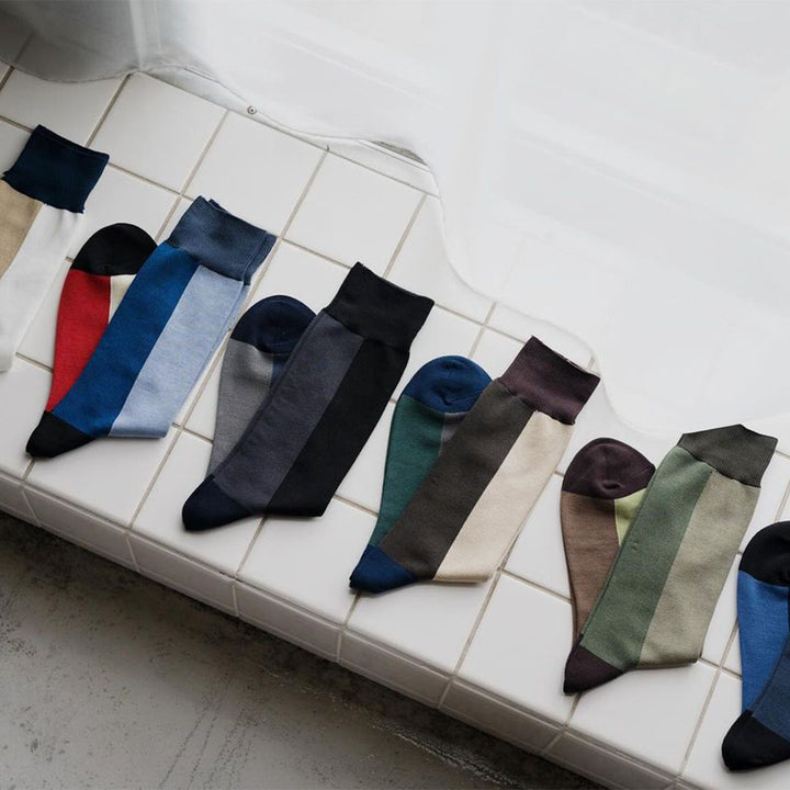 Panel Block Bicolour Mid Calf Socks