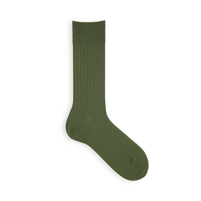062142313 Super 120's Wool Ribbed Mid Calf Socks M