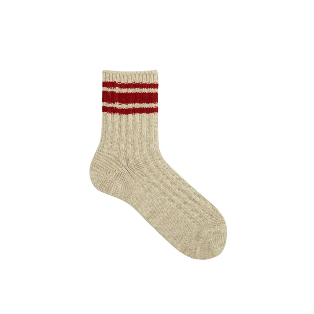 062142380 Top Wide Stripe Low Gauge Crew Socks M