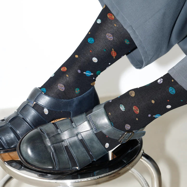 062142419 Planet Pattern Mid Calf Socks
