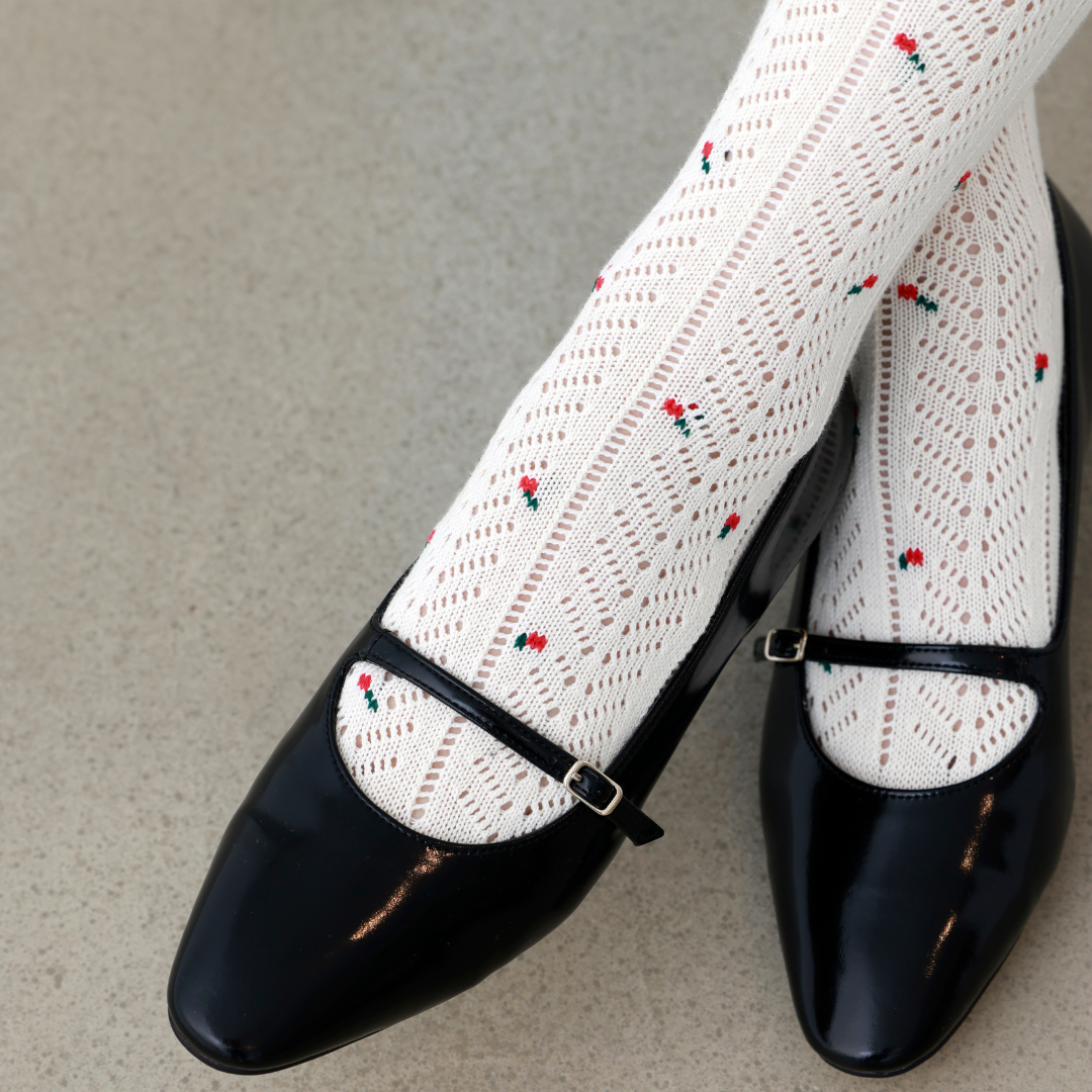011160108 Small Flowers Irmack Knit High-Cut Socks