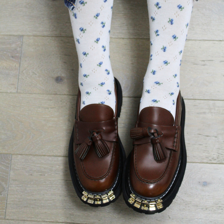 011160094 Small Flower Quarter Socks