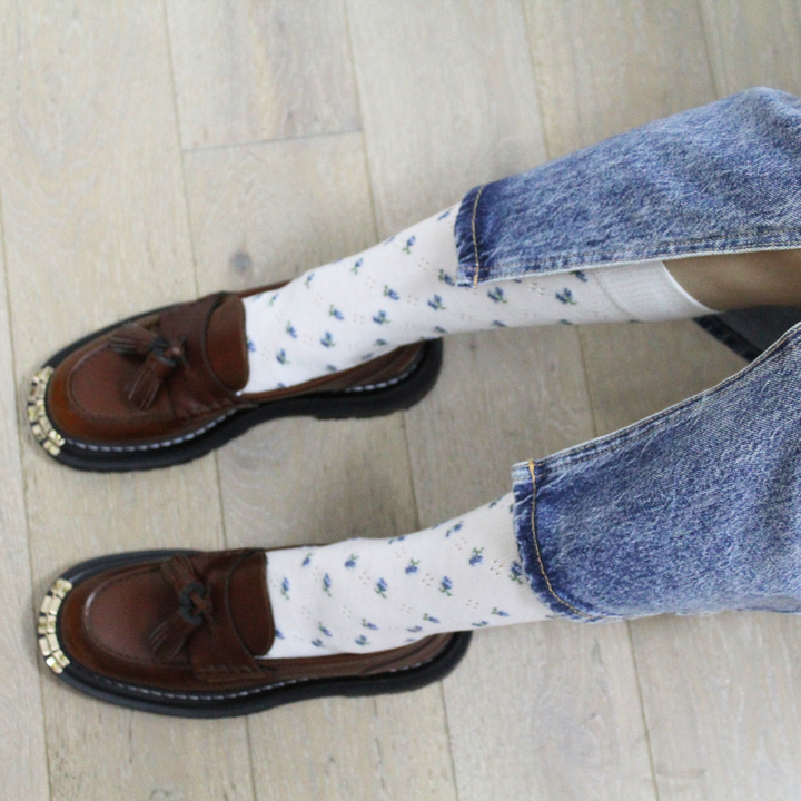 011160094 Small Flower Quarter Socks