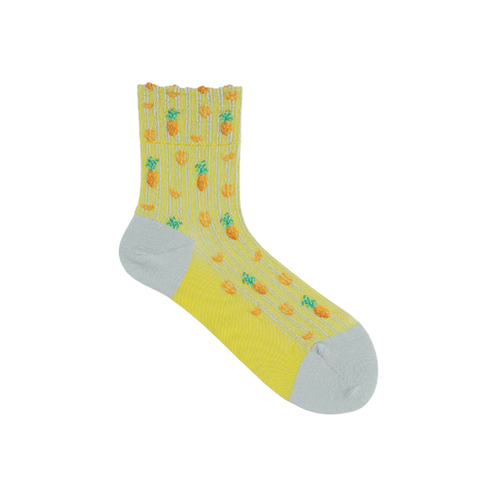 011132038 Pineapple Tulle Low Crew Socks