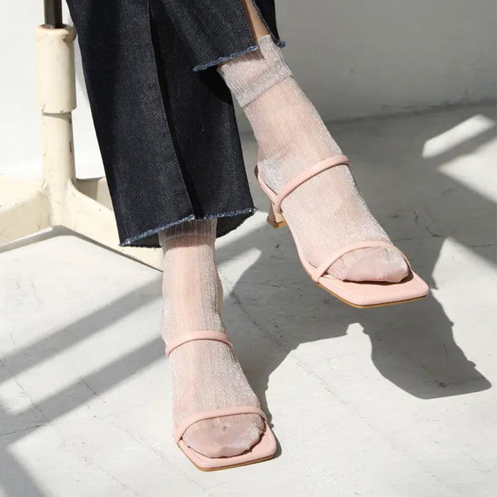 Crinkle Crepe Ankle Socks 39 Light pink