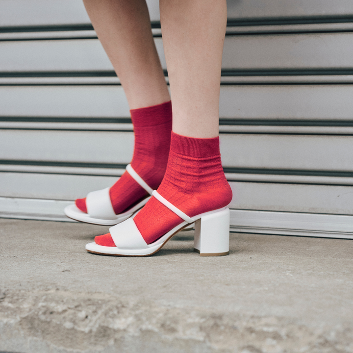 021132589 Fine Washi Rib Mesh Low Crew Socks