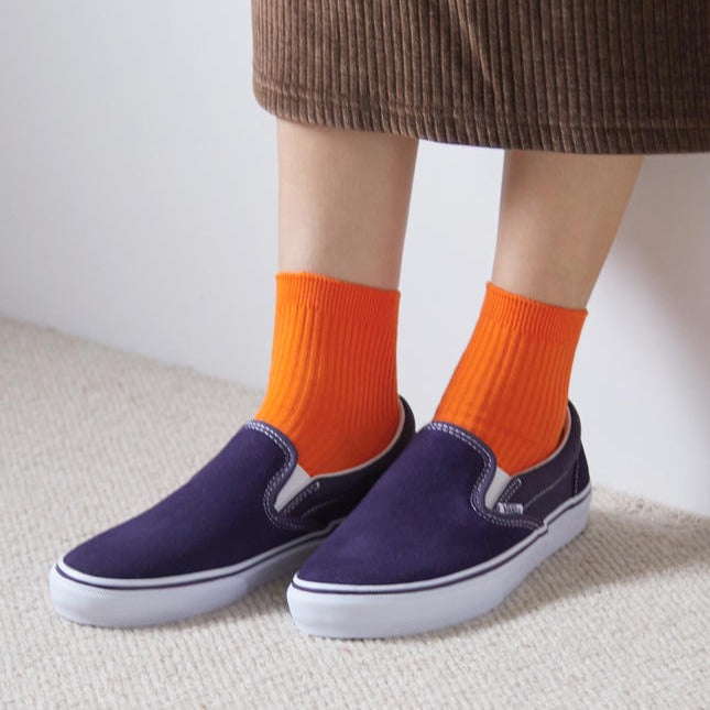 52 Orange Ribbed Ankle Socks