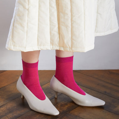 32 Rose pink Plain Merino Wool Socks
